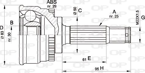 Open Parts CVJ5484.10 - Шарнірний комплект, ШРУС, приводний вал autocars.com.ua