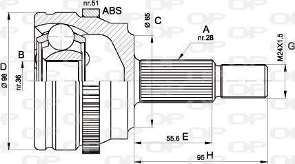 Open Parts CVJ5501.10 - Шарнірний комплект, ШРУС, приводний вал autocars.com.ua