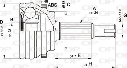 Open Parts CVJ5508.10 - Шарнірний комплект, ШРУС, приводний вал autocars.com.ua