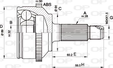 Open Parts CVJ5509.10 - Шарнірний комплект, ШРУС, приводний вал autocars.com.ua