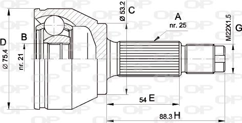 Open Parts CVJ5514.10 - Шарнірний комплект, ШРУС, приводний вал autocars.com.ua