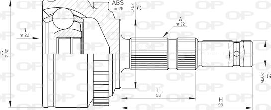 Open Parts CVJ5519.10 - Шарнірний комплект, ШРУС, приводний вал autocars.com.ua