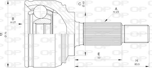 Open Parts CVJ5520.10 - Шарнірний комплект, ШРУС, приводний вал autocars.com.ua