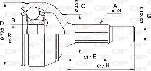 Open Parts CVJ5521.10 - Шарнірний комплект, ШРУС, приводний вал autocars.com.ua