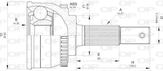 Open Parts CVJ5522.10 - Шарнірний комплект, ШРУС, приводний вал autocars.com.ua