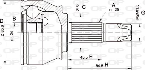 Open Parts CVJ5525.10 - Шарнірний комплект, ШРУС, приводний вал autocars.com.ua