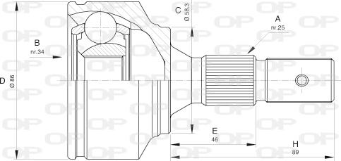 Open Parts CVJ5529.10 - Шарнирный комплект, ШРУС, приводной вал autodnr.net