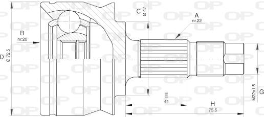 Open Parts CVJ5531.10 - Шарнірний комплект, ШРУС, приводний вал autocars.com.ua