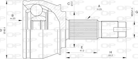 Open Parts CVJ5532.10 - Шарнірний комплект, ШРУС, приводний вал autocars.com.ua