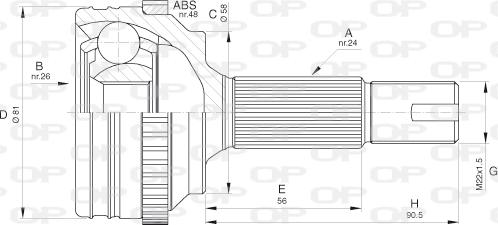 Open Parts CVJ5533.10 - Шарнирный комплект, ШРУС, приводной вал autodnr.net