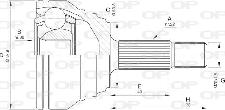 Open Parts CVJ5539.10 - Шарнірний комплект, ШРУС, приводний вал autocars.com.ua