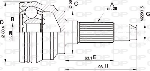 Open Parts CVJ5554.10 - Шарнірний комплект, ШРУС, приводний вал autocars.com.ua