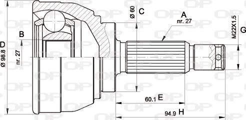 Open Parts CVJ5561.10 - Шарнирный комплект, ШРУС, приводной вал autodnr.net