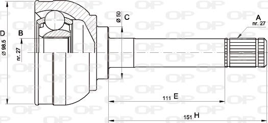 Open Parts CVJ5563.10 - Шарнірний комплект, ШРУС, приводний вал autocars.com.ua