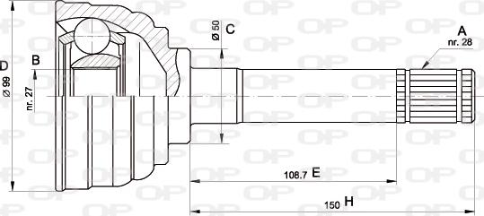 Open Parts CVJ5564.10 - Шарнірний комплект, ШРУС, приводний вал autocars.com.ua