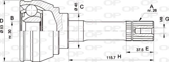 Open Parts CVJ5569.10 - Шарнірний комплект, ШРУС, приводний вал autocars.com.ua