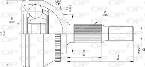 Open Parts CVJ5573.10 - Шарнірний комплект, ШРУС, приводний вал autocars.com.ua