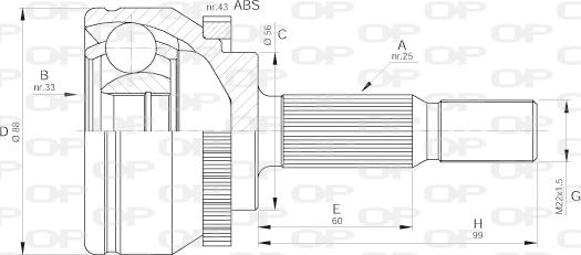 Open Parts CVJ5574.10 - Шарнірний комплект, ШРУС, приводний вал autocars.com.ua