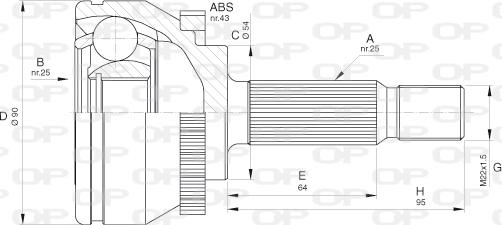 Open Parts CVJ5575.10 - Шарнірний комплект, ШРУС, приводний вал autocars.com.ua