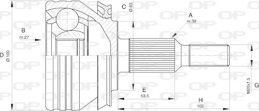 Open Parts CVJ5581.10 - Шарнірний комплект, ШРУС, приводний вал autocars.com.ua