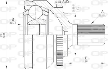 Open Parts CVJ5590.10 - Шарнирный комплект, ШРУС, приводной вал autodnr.net