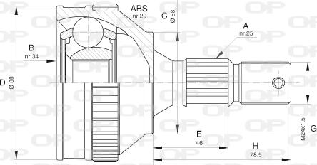 Open Parts CVJ5592.10 - Шарнірний комплект, ШРУС, приводний вал autocars.com.ua