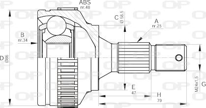 Open Parts CVJ5593.10 - Шарнирный комплект, ШРУС, приводной вал autodnr.net