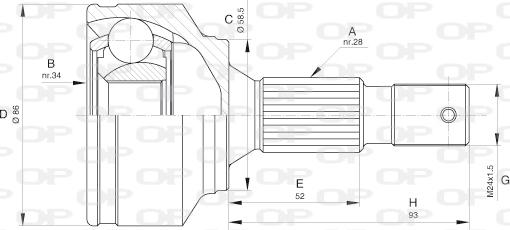 Open Parts CVJ5594.10 - Шарнірний комплект, ШРУС, приводний вал autocars.com.ua