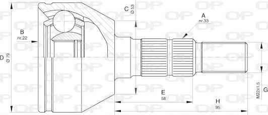 Open Parts CVJ5598.10 - Шарнірний комплект, ШРУС, приводний вал autocars.com.ua