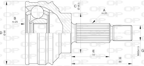 Open Parts CVJ5599.10 - Шарнірний комплект, ШРУС, приводний вал autocars.com.ua