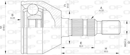 Open Parts CVJ5602.10 - Шарнірний комплект, ШРУС, приводний вал autocars.com.ua