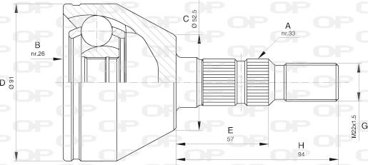Open Parts CVJ5603.10 - Шарнірний комплект, ШРУС, приводний вал autocars.com.ua