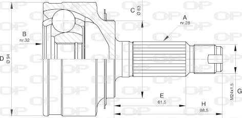 Open Parts CVJ5606.10 - Шарнірний комплект, ШРУС, приводний вал autocars.com.ua