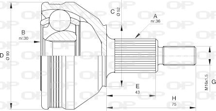 Open Parts CVJ5609.10 - Шарнірний комплект, ШРУС, приводний вал autocars.com.ua