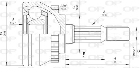 Open Parts CVJ5612.10 - Шарнирный комплект, ШРУС, приводной вал autodnr.net