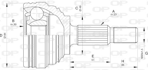 Open Parts CVJ5613.10 - Шарнірний комплект, ШРУС, приводний вал autocars.com.ua