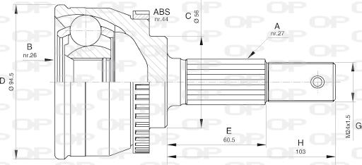 Open Parts CVJ5614.10 - Шарнірний комплект, ШРУС, приводний вал autocars.com.ua