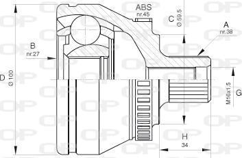 Open Parts CVJ5621.10 - Шарнірний комплект, ШРУС, приводний вал autocars.com.ua