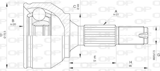 Open Parts CVJ5622.10 - Шарнирный комплект, ШРУС, приводной вал autodnr.net