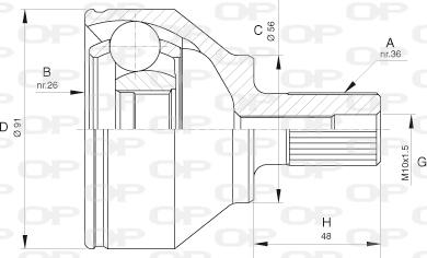 Open Parts CVJ5623.10 - Шарнірний комплект, ШРУС, приводний вал autocars.com.ua