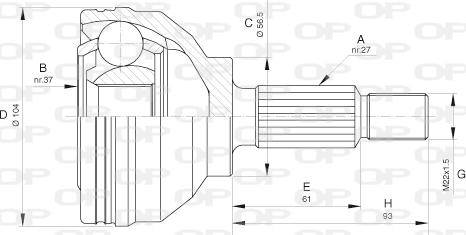 Open Parts CVJ5627.10 - Шарнірний комплект, ШРУС, приводний вал autocars.com.ua