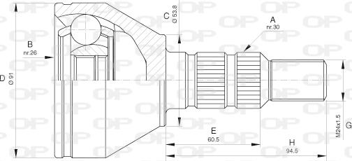 Open Parts CVJ5641.10 - Шарнірний комплект, ШРУС, приводний вал autocars.com.ua