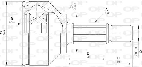 Open Parts CVJ5644.10 - Шарнірний комплект, ШРУС, приводний вал autocars.com.ua