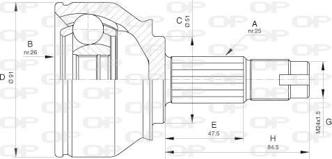 Open Parts CVJ5647.10 - Шарнірний комплект, ШРУС, приводний вал autocars.com.ua