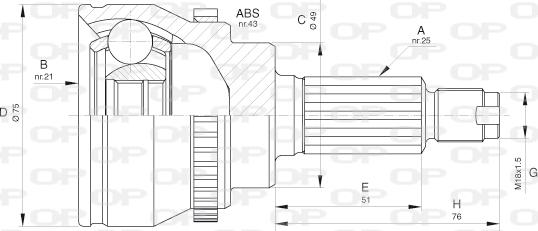 Open Parts CVJ5648.10 - Шарнірний комплект, ШРУС, приводний вал autocars.com.ua