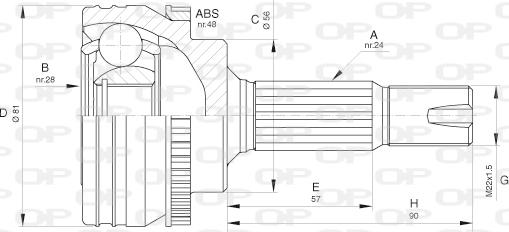 Open Parts CVJ5649.10 - Шарнірний комплект, ШРУС, приводний вал autocars.com.ua