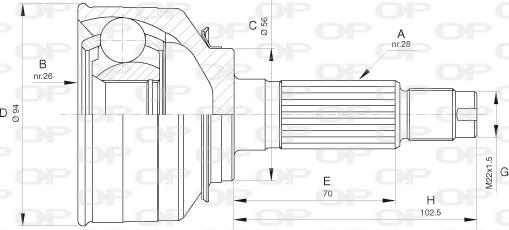 Open Parts CVJ5656.10 - Шарнірний комплект, ШРУС, приводний вал autocars.com.ua