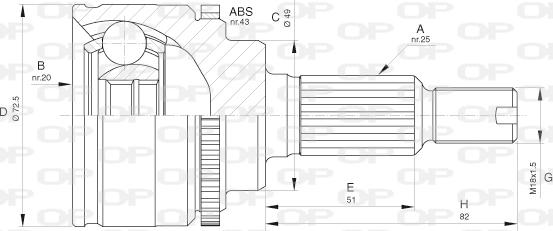 Open Parts CVJ5657.10 - Шарнірний комплект, ШРУС, приводний вал autocars.com.ua