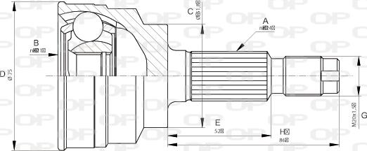 Open Parts CVJ5664.10 - Шарнірний комплект, ШРУС, приводний вал autocars.com.ua