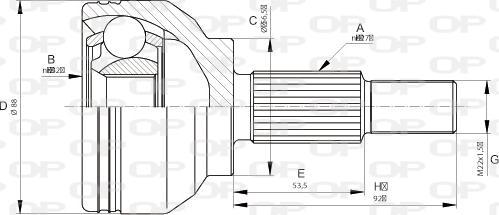 Open Parts CVJ5672.10 - Шарнірний комплект, ШРУС, приводний вал autocars.com.ua